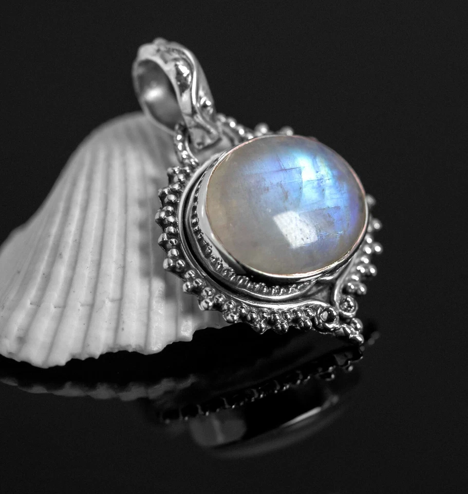 Beautiful 925 Sterling Silver Moonstone Gemstone Necklace Pendant Gift Boxed — 第 3/4 张图片