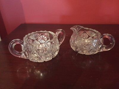 American Brilliant Cut Glass Cream & Sugar