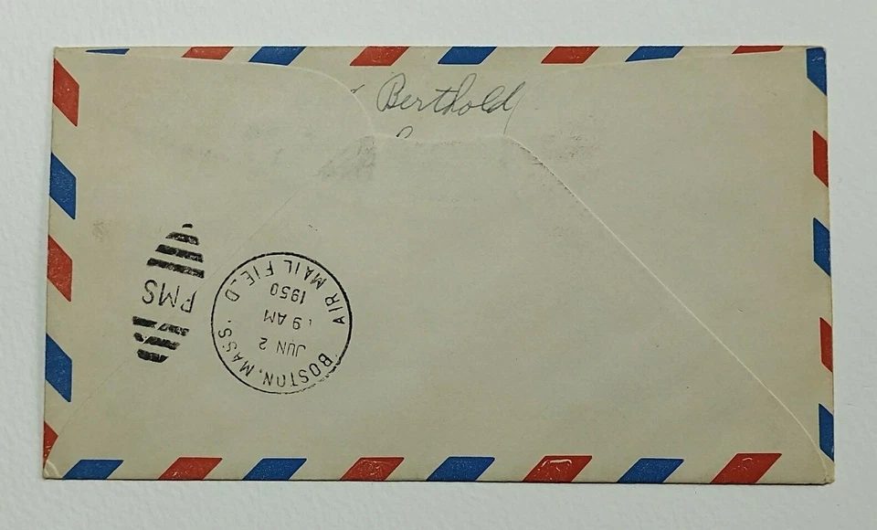 1950 FDC 6 Cents First Flight Rockland Maine to Bangor Maine Postmaster Signed 2 - Image 2 of 2