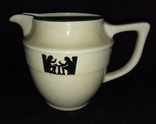 Halls Superior Silhouette Medallion Jug Pitcher Quality USA Kitchenware Vintage 