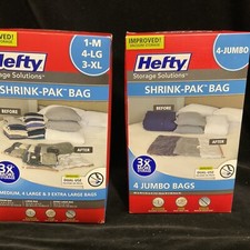 HEFTY Storage Solutions SET OF 2 BOXES - Shrink Pak Bags 4 Jumbo  1-M 4-LG 3-XL