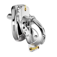 Stainless Steel Male Chastity Device Double Lock Movable Rings Chastity Cage