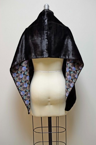ANTIQUE Vintage Victorian Steampunk Handmade Cotton Velveteen Shawl Scarf Wrap - 第 3/5 張圖片