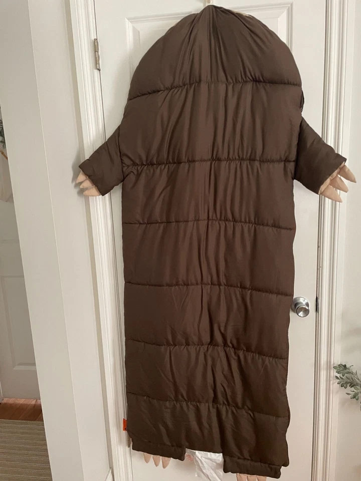 Sloth-Themed Brown Sleeping Bag With Hood 62"x24" 100% Polyester For Kids&Teens — 第 2/4 张图片