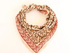 Hand Block Printed Cotton Bandana  Tribal Print Scarf  Brown and Beige Color