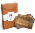 Steak Board Set of 3 with Steak Knives and Inset Stainless Steel Sauce Cups — photo 1