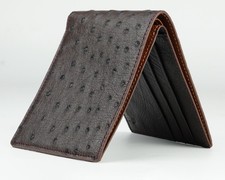 Real Brown Ostrich Leather Bifold Wallet Cardholder Men's Wallet Handmade