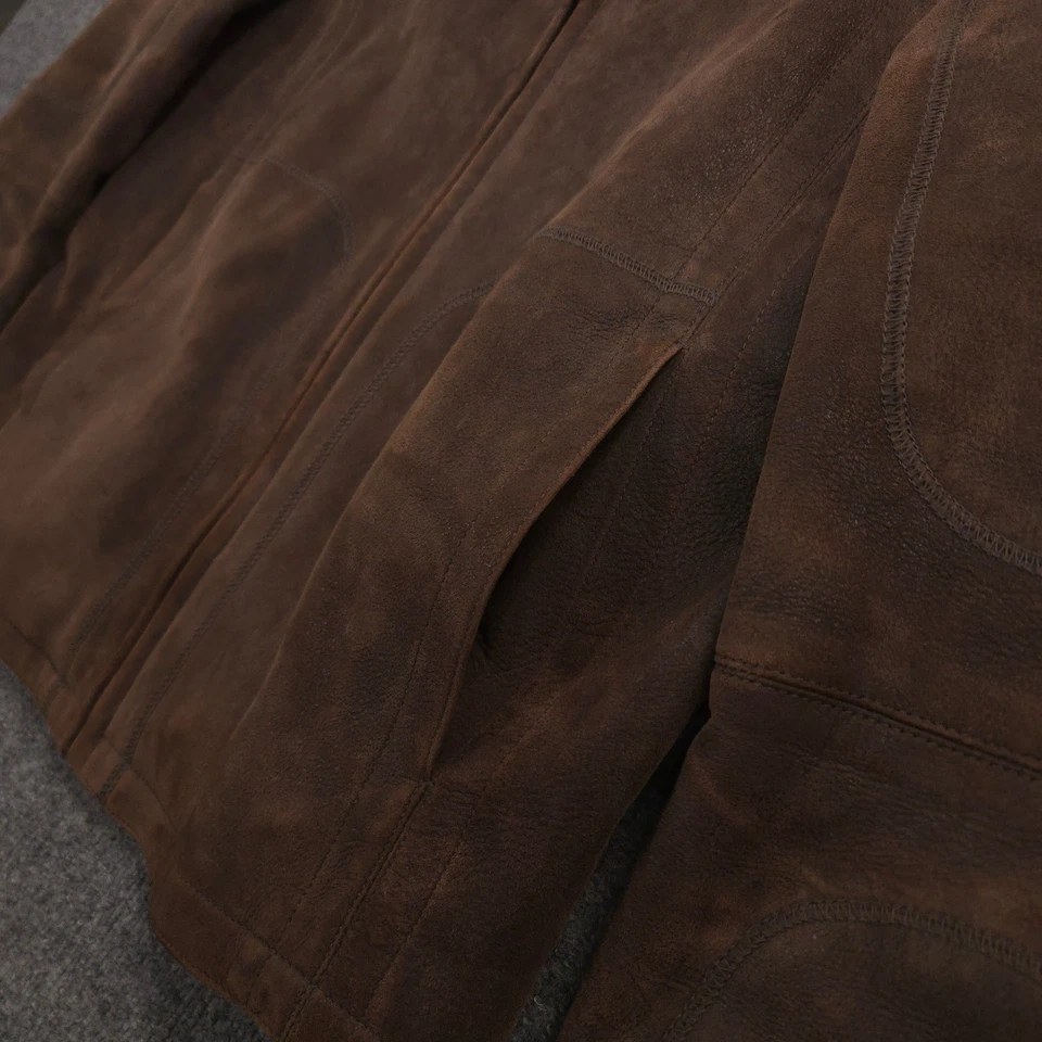 HUGO BOSS Jambo Lamb Leather Jacket Mens 38R Brown Moto Racer Made In Turkey - Image 4 of 4