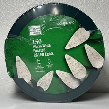 Home Accents Holiday 150 Count Warm White Faceted C6 LED Lights Christmas NEW