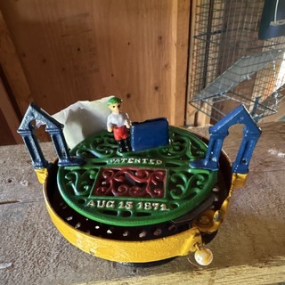 Vintage Cast Iron Race Horse Mechanical Coin Bank