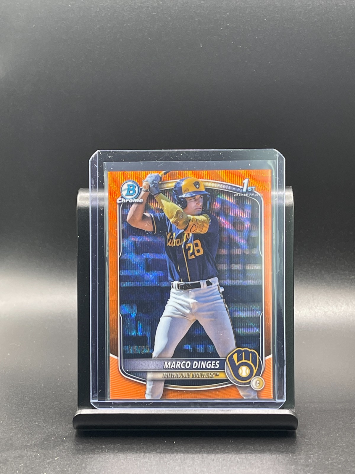 2025 Bowman Chrome 1st MARCO DINGES /25 Orange Wave Milwaukee Brewers