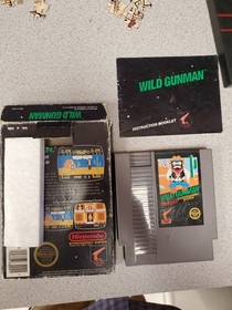 Wild Gunman (Nintendo NES, 1985) 5-Screw punched Hangtab Complete BLACK BOX
