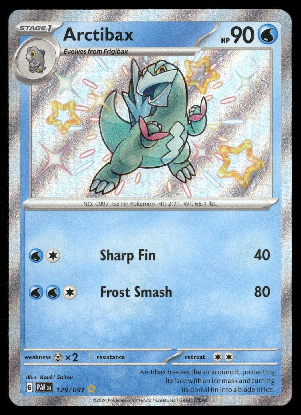 Arctibax 129/091 Shiny Rare Paldean Fates Pokemon Holo NM/M