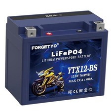 Lithium 12V 6AH 480A LiFePO4 Motorcycle Battery, ATV, UTV, Jet Ski, 4 YTX12-BS