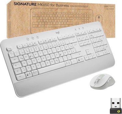 Logitech Signature MK650 Combo for Business kabellose Maus Tastatur weiß
