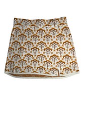 Show Me Your Mumu Wns sz Small Floral Knit Mini Skirt White Brown Cottagecore