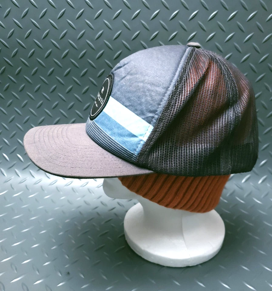 De colección. Gorra Rip Curl Surf Gris/Azul Rayas Sombrero Malla Ajustable Espalda Foto 3 de 4