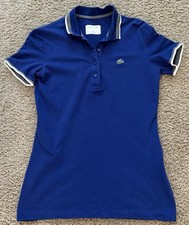Lacoste Sport Women's Blue White/gray Short Sleeve Polo Shirt EU 32 US Size XS