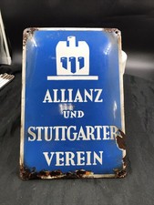 Altes Emaille Schild Allianz und Stuttgarter Verein Vintage