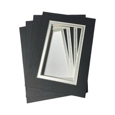 Pack Of 4 Double Mats Black  Silver 5  X 7  Picture Frame 2 3/4 X 4 3/4 Opening