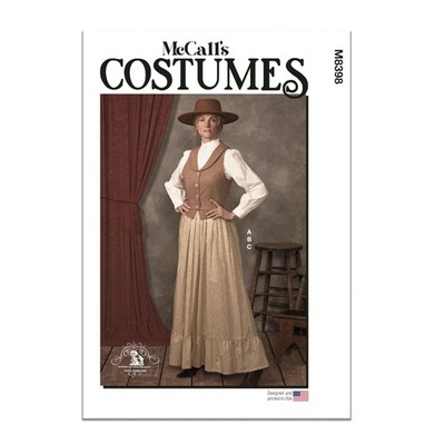 Misses' Old West Costume Sewing Pattern Packet, Design Code M8398, Sizes 8-10...