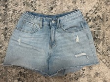 Old Navy Denim Shorts Girls Size 16 High Rise Adjustable Waist Distressed