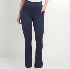 Jockey Women's Studio Flare Yoga Pant - Side Pockets - Neo Navy - Size L - NEW