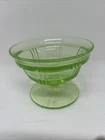 Green Depression Sherbet vaseline glass dessert cup 1930s
