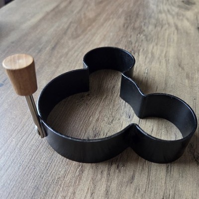 Disney Mickey Mouse Ohren Ei Pfannkuchen Ring Form Metall Vintage Holzgriff schwarz