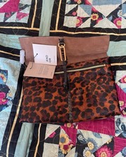 Funky And/Or Party Clutch Leather Animal Print Bag New with Tags