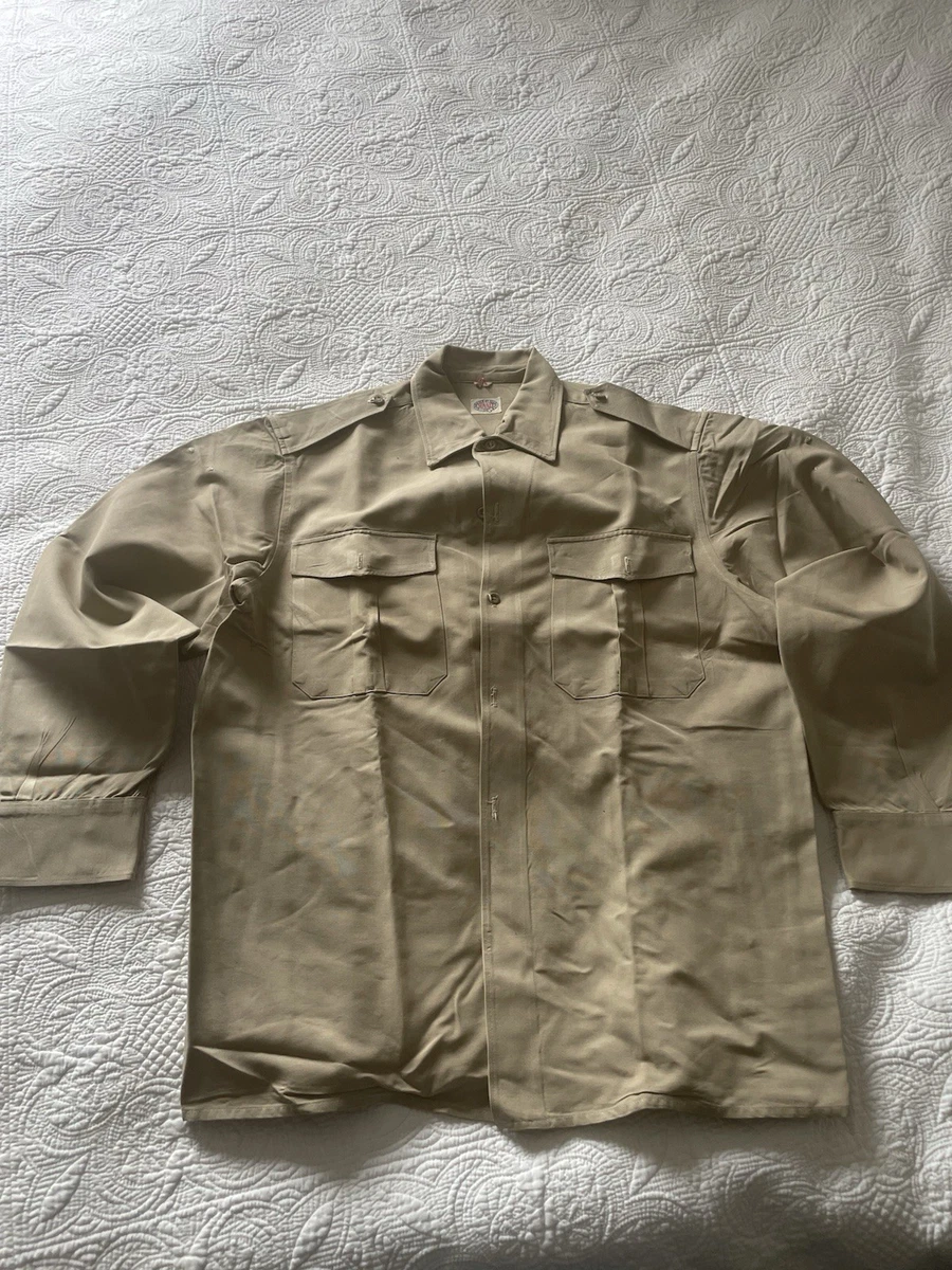 Chemise Militaire Vintage Légion Étrangère En Cuir Beige - Taille S/M, Boutons Métal, Occasion TB