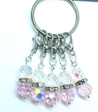 MikieLou Stitch Markers Premium Pink CRYSTAL Rhinestones Knitting Crochet