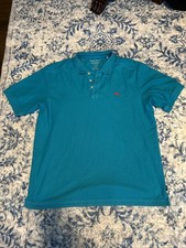 Tommy Bahama Polo Shirt Mens L Blue Short Sleeve Islandzone Supima Marlin EUC