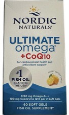 Nordic Naturals Ultimate Omega  CoQ10  100mg, 60 Soft Gels Exp 11/27