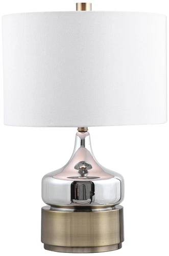Modern Accent Table Lamp 23" High Chrome Plated White Shade Living Room Bedroom - Picture 2 of 6