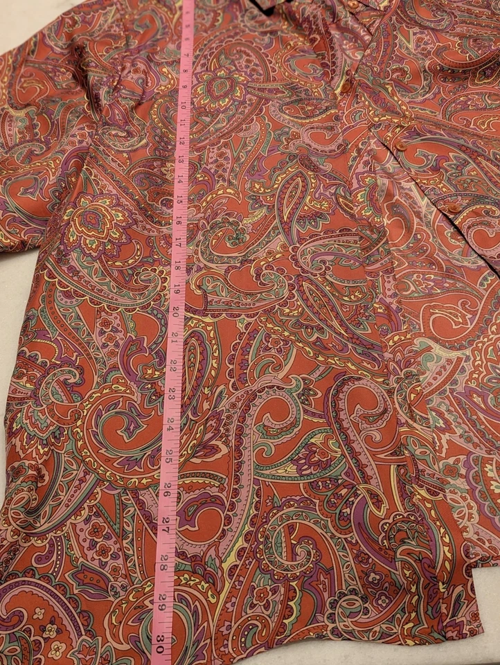 Jones New York Mujer 100% Seda Paisley Camisa Rara Talla 3x Botón Manga Larga Foto 3 de 4