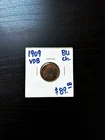 1909 VDB Lincoln Cent Wheat Penny, Nice Red Gem BU Rd