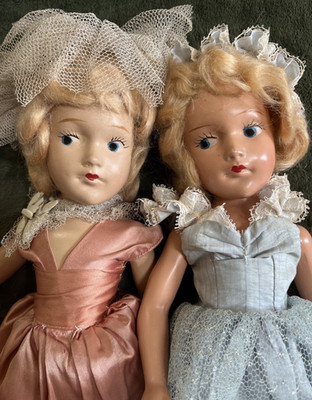 2 Vtg 1940s Composition Bridesmaid/Fashion Dolls  14''