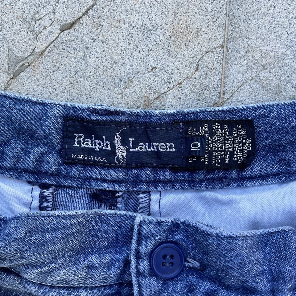 Vintage 90s Polo Ralph Lauren Made In USA High Waisted Mom Denim Jean Shorts - Image 2 of 4