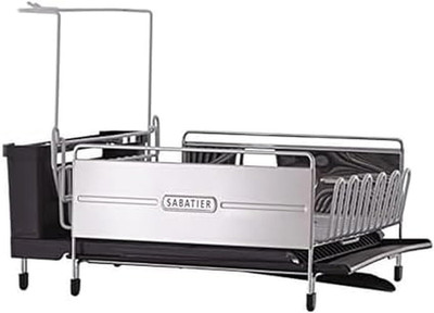 Expandable Stainless Steel Dish Rack with Rust-Resistant Soft Coated Wires and B