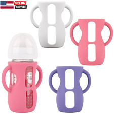 3 Pack Silicone Sleeves with Handles for Avent Natural Glass Baby Bottles, anti