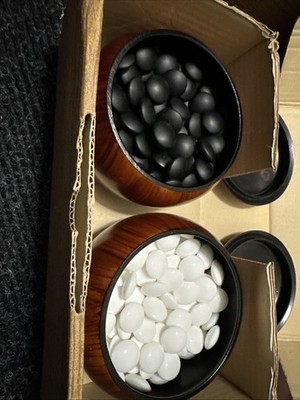 Japanese Go Stones White 180 Black 180 Stones & Go Bowls for IGO Game Vintage