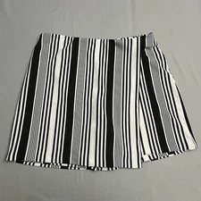 BOSTON PROPER Skort Womens XL Black White Vertical Stripe Stretchy Shorts Shirt