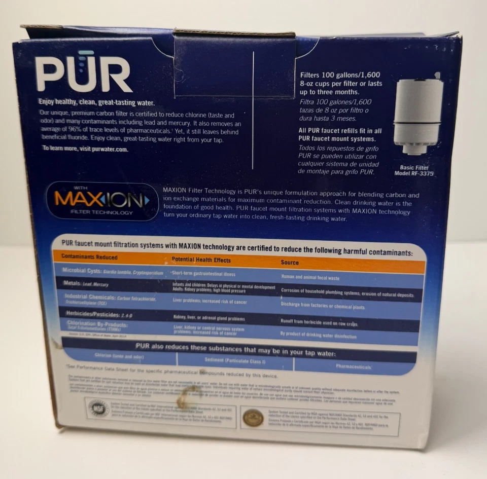PUR Filter Water Filtration System Faucet Mount White Finish NIP FM-3333B NEW - Image 4 of 4