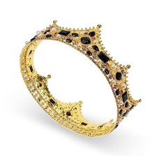 King Crown for Men - Crystal Vintage Baroque Tiara Evil Luxury Black