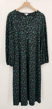 J Jill Dress Womens XL Green Blue Animal Print Soft Cozy Midi Modern Party