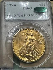 1924 Saint Gaudens PCGS MS63 OGH Rattler! Beautifully Struck Double Eagle CAC