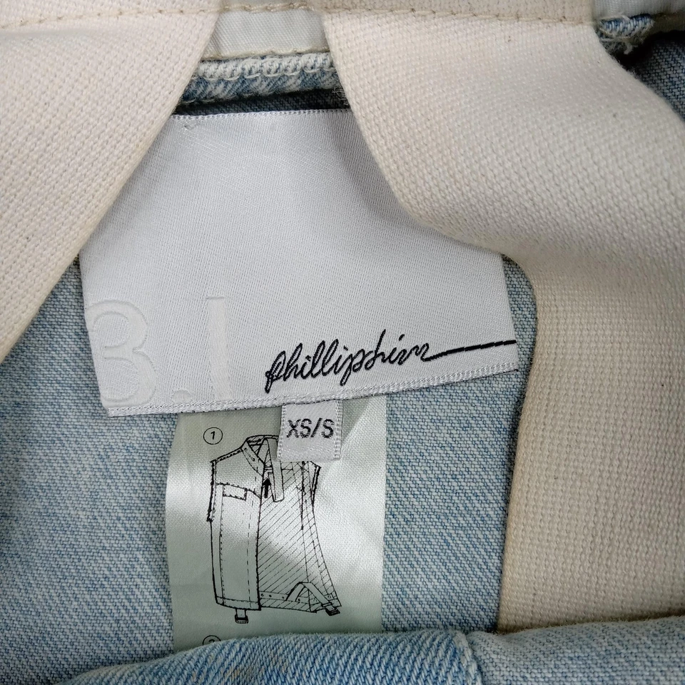 3.1 Phillip Lim Denim Vest Mens XS/S Light Wash Drawstring Side Zips Jacket Coat - Image 2 of 4