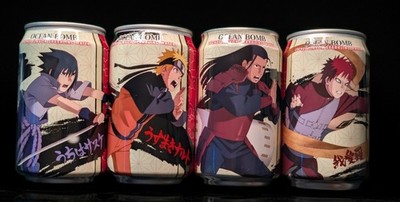 Ocean Bomb Naruto Lychee Sparkling Water 4-Can Set Naruto Sasuke Gaara Hashirama
