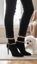 Women Gold Metal Chain Boot Bracelet Shoe Anklet Elastic Band Charm Biker 2PCS